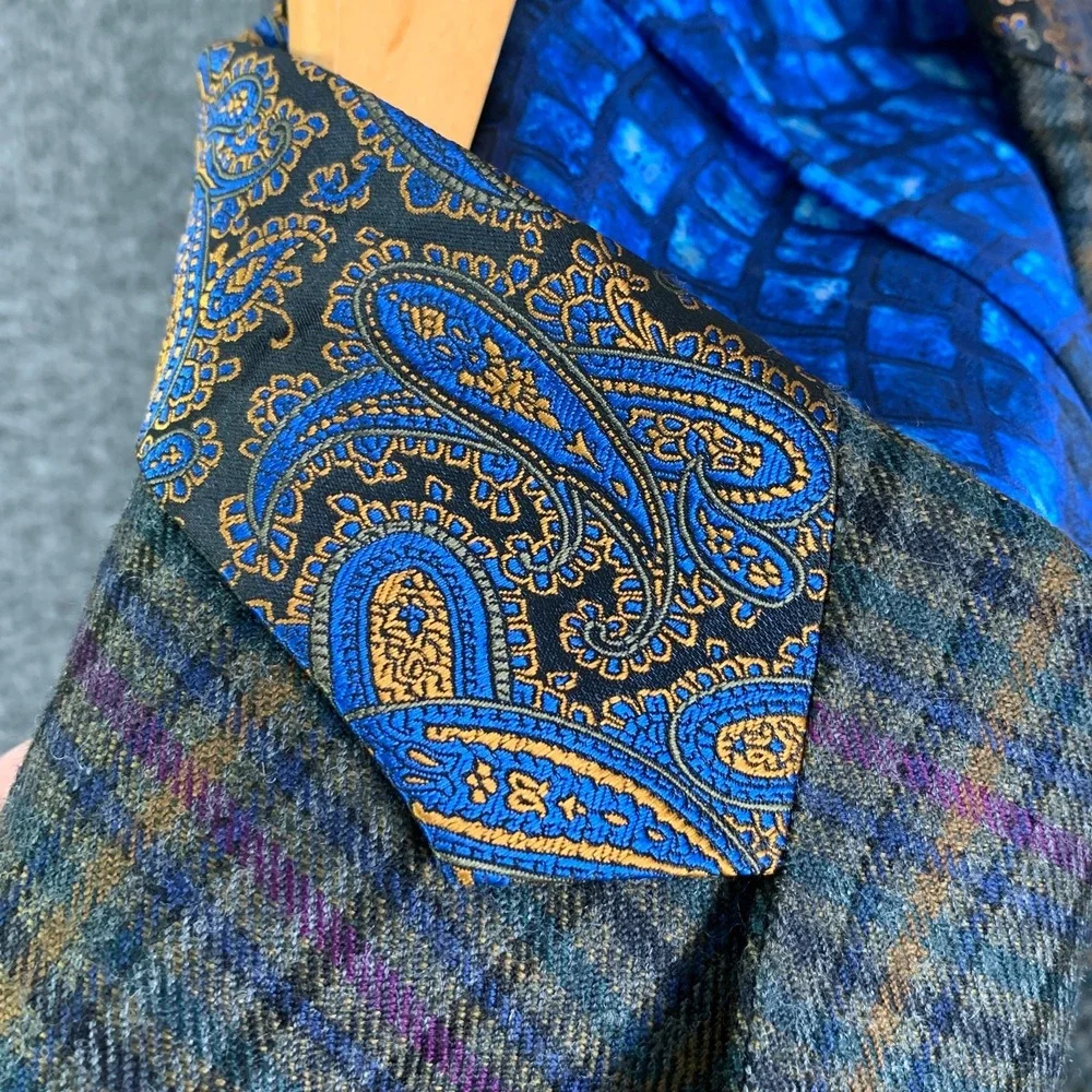 Robert Graham Blazer Jacket Men 40 Classic Check Windowpane Paisley Sport Coat